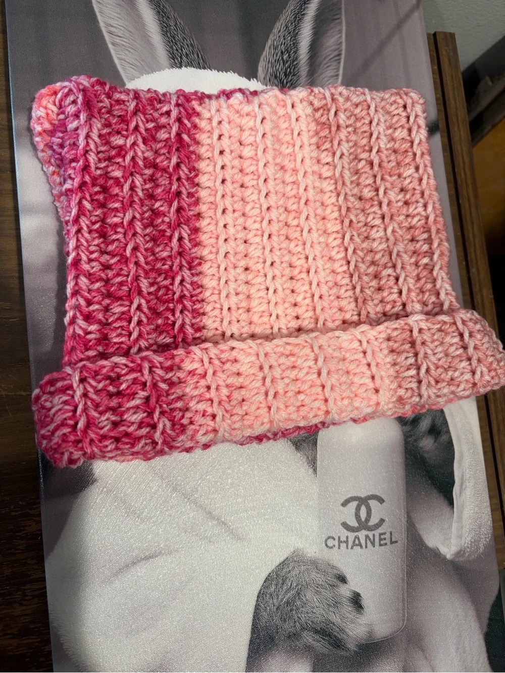 Handmade Crochet Pink Cat Ear Beanie | Kitty Hat | Y2K Kawaii